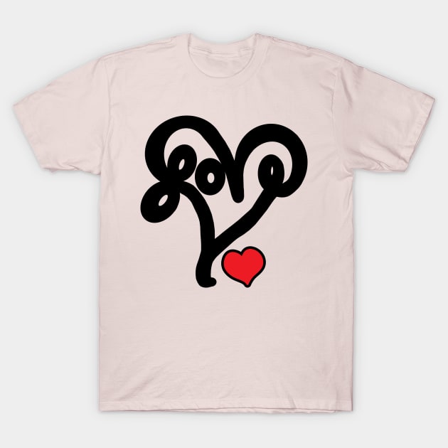 Red Heart Love Sign T-Shirt by CBV